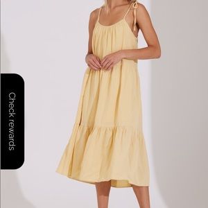 Yellow tiered flowy midi dress
